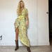 Vintage Gunne-Sax Style Green Floral Bow Waist Country Western Maxi Dress S