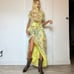 Vintage Gunne-Sax Style Green Floral Bow Waist Country Western Maxi Dress S