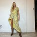 Vintage Gunne-Sax Style Green Floral Bow Waist Country Western Maxi Dress S