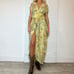 Vintage Gunne-Sax Style Green Floral Bow Waist Country Western Maxi Dress S