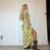 Vintage Gunne-Sax Style Green Floral Bow Waist Country Western Maxi Dress S