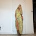 Vintage Gunne-Sax Style Green Floral Bow Waist Country Western Maxi Dress S