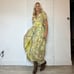 Vintage Gunne-Sax Style Green Floral Bow Waist Country Western Maxi Dress S