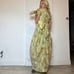 Vintage Gunne-Sax Style Green Floral Bow Waist Country Western Maxi Dress S