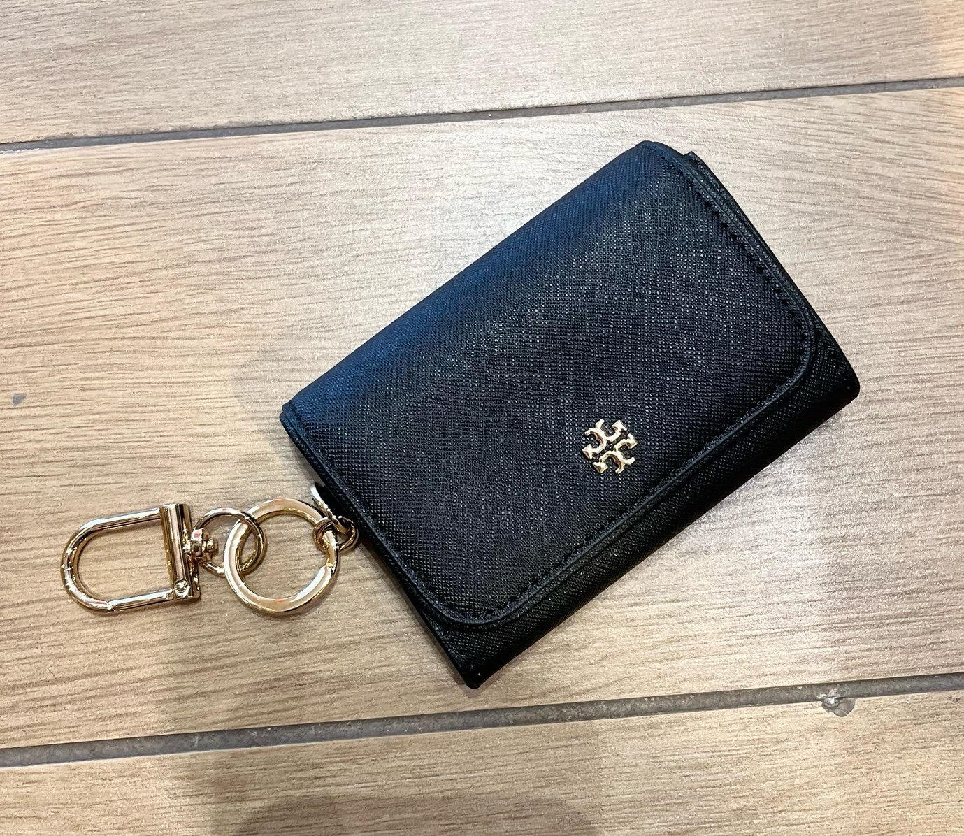 Tory Burch Womens 157146 Crossgrain Leather Emerson Flap Card Case Wallet,