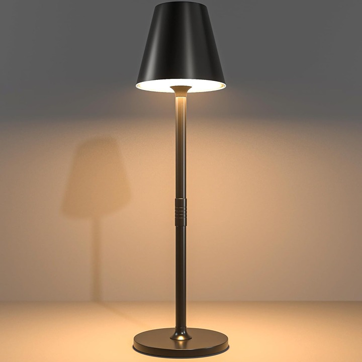 LED Cordless Table Lamp 4000mAh Rechargeable Battery Black