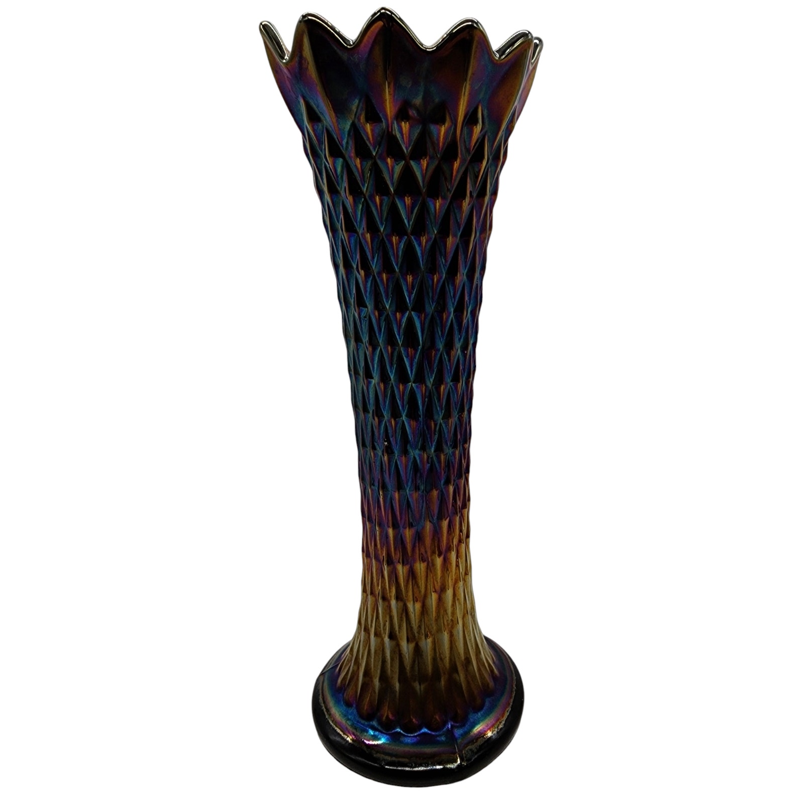 Vintage Northwood Purple Diamond Points Vase 11 Tall