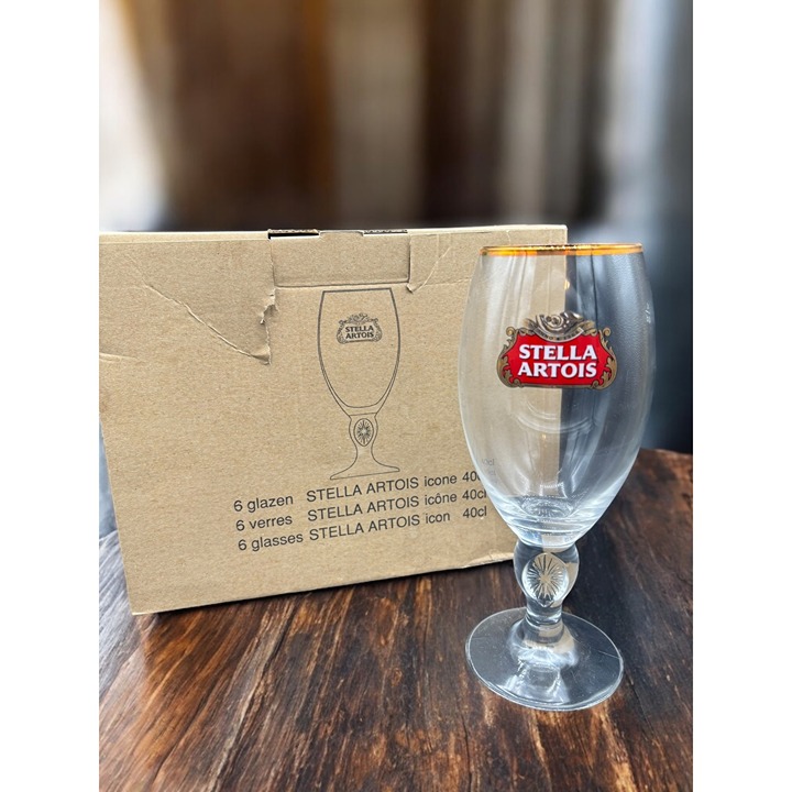 Set of 6 Gold Rimmed Stella Artolis Beer Glass 40cl New Original Glasses