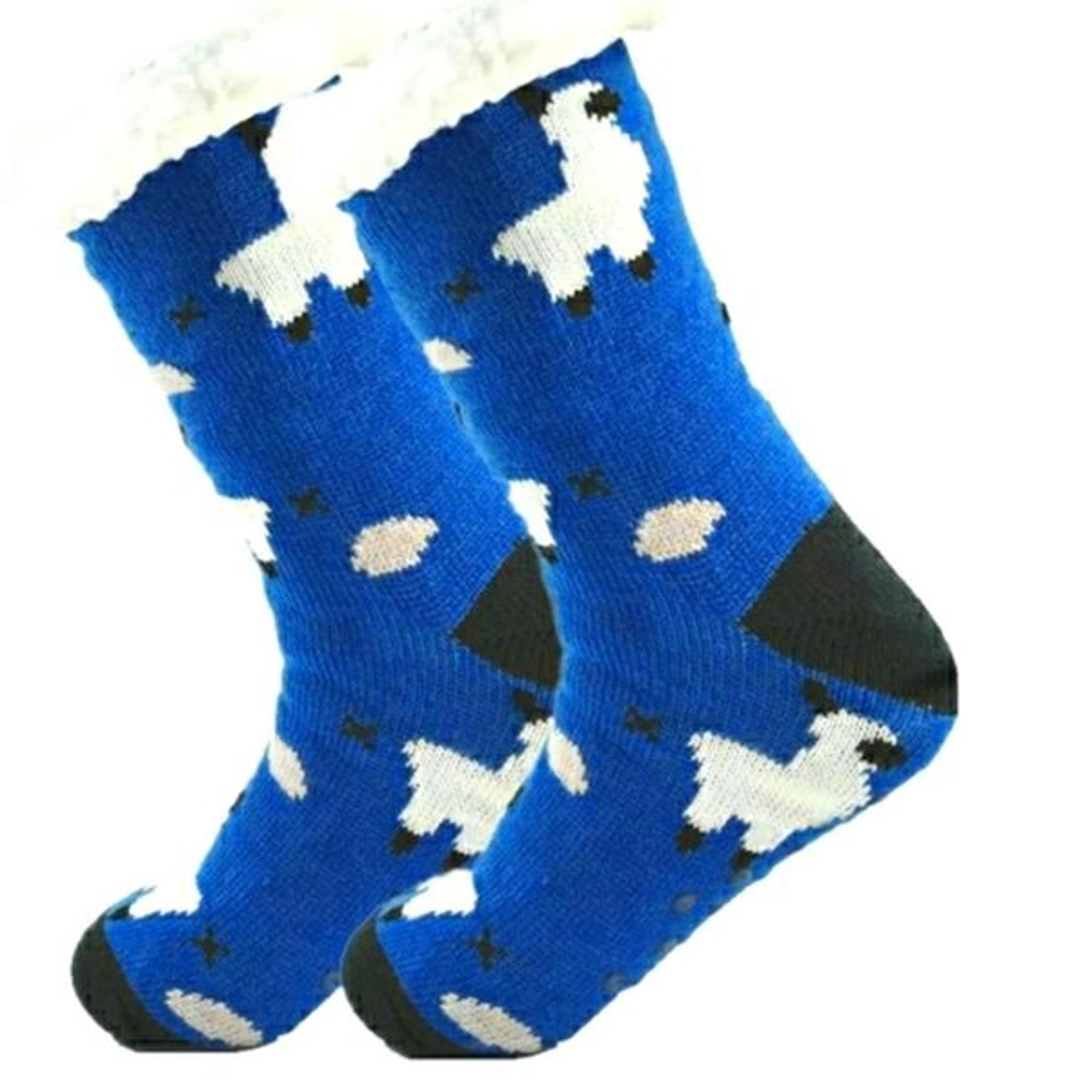 2for26 WARM SHERPA SLIPPER SOCKS WITH TREADS