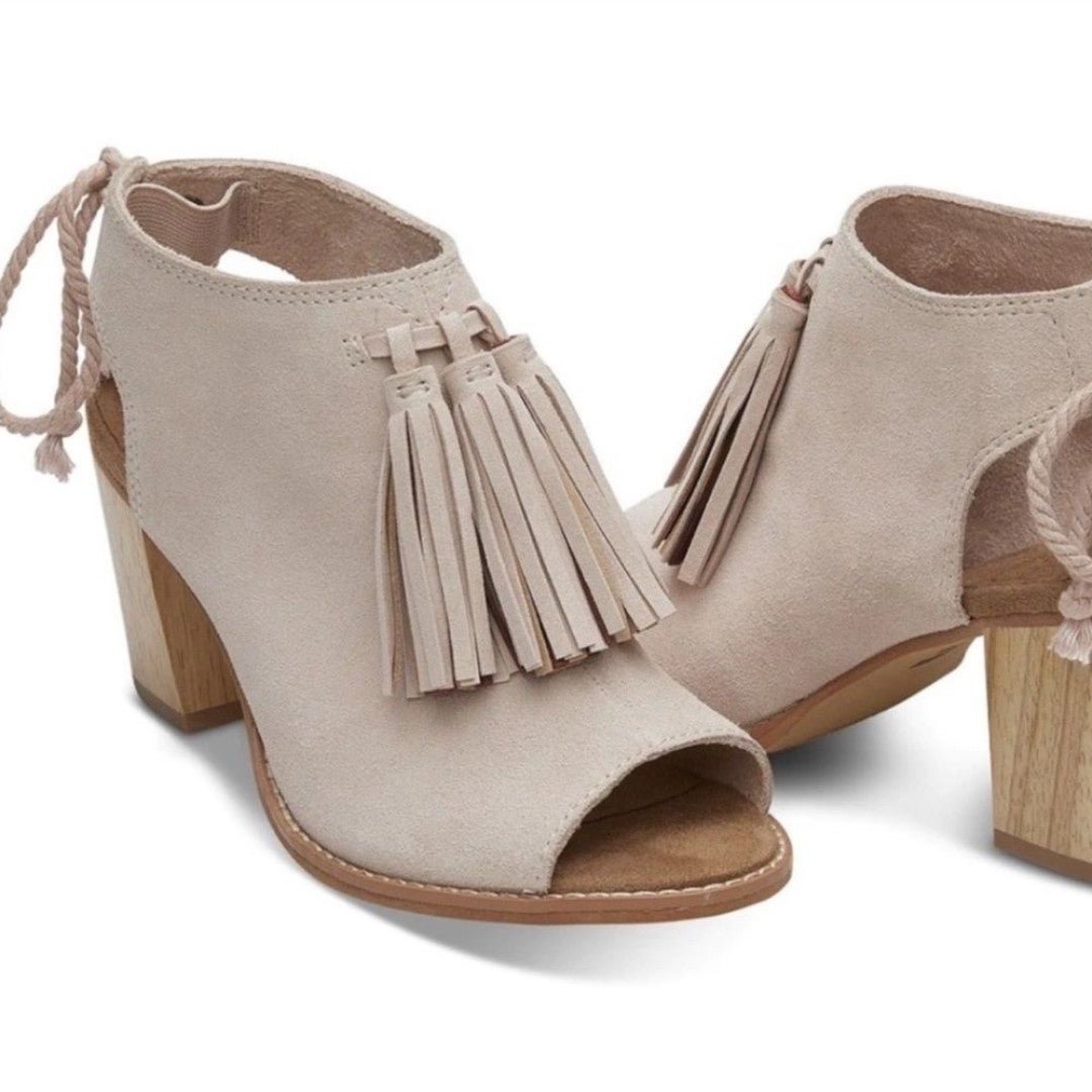 Toms Blush Suede Tassel Elba Booties size 8