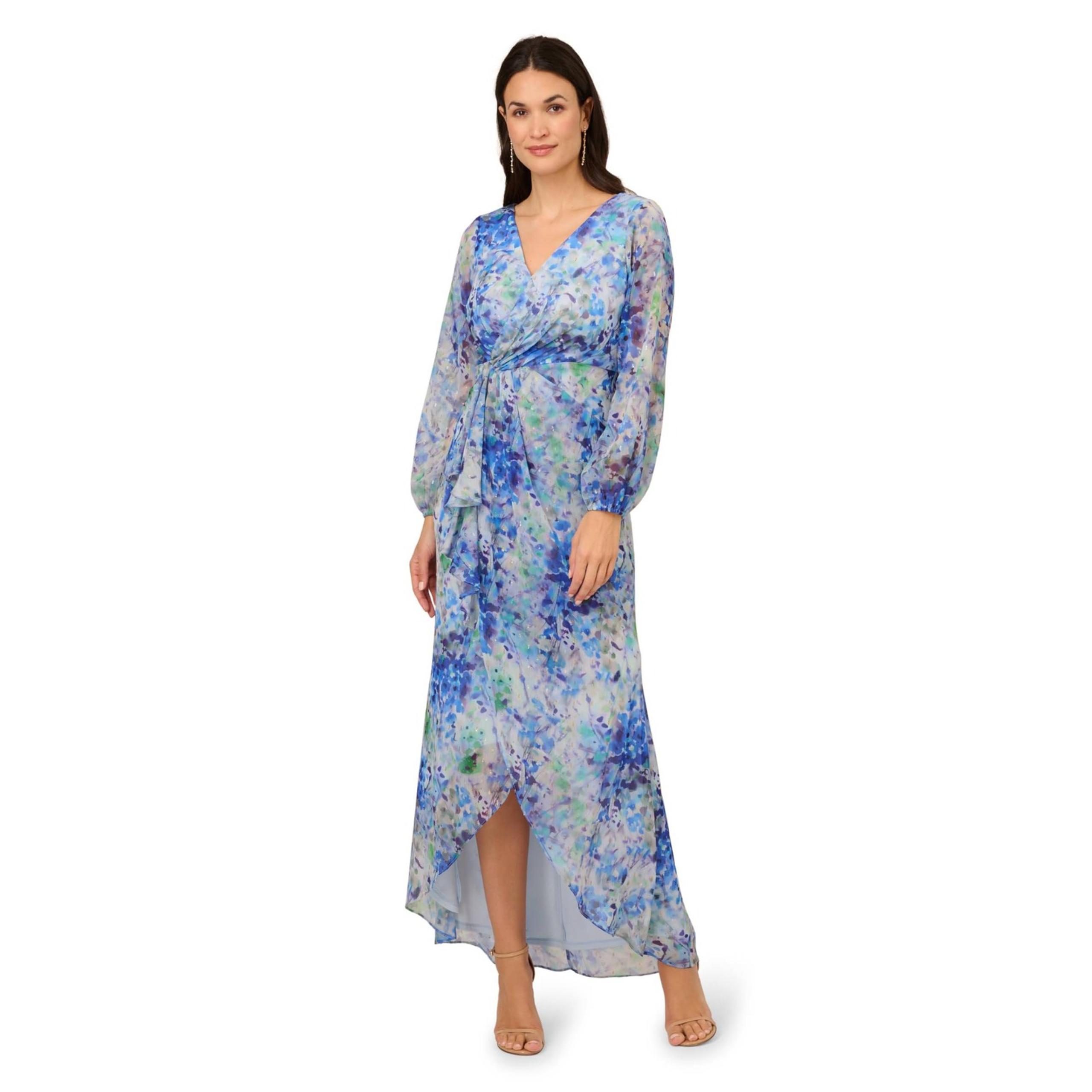 Adrianna Papell Maxi Dress Gown Floral Print Long Party Dress Size 4 NEW, NWT