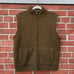 LL Bean Mens M Brown Lambswool Knit Fleece Lined Full Zip Sweater Vest