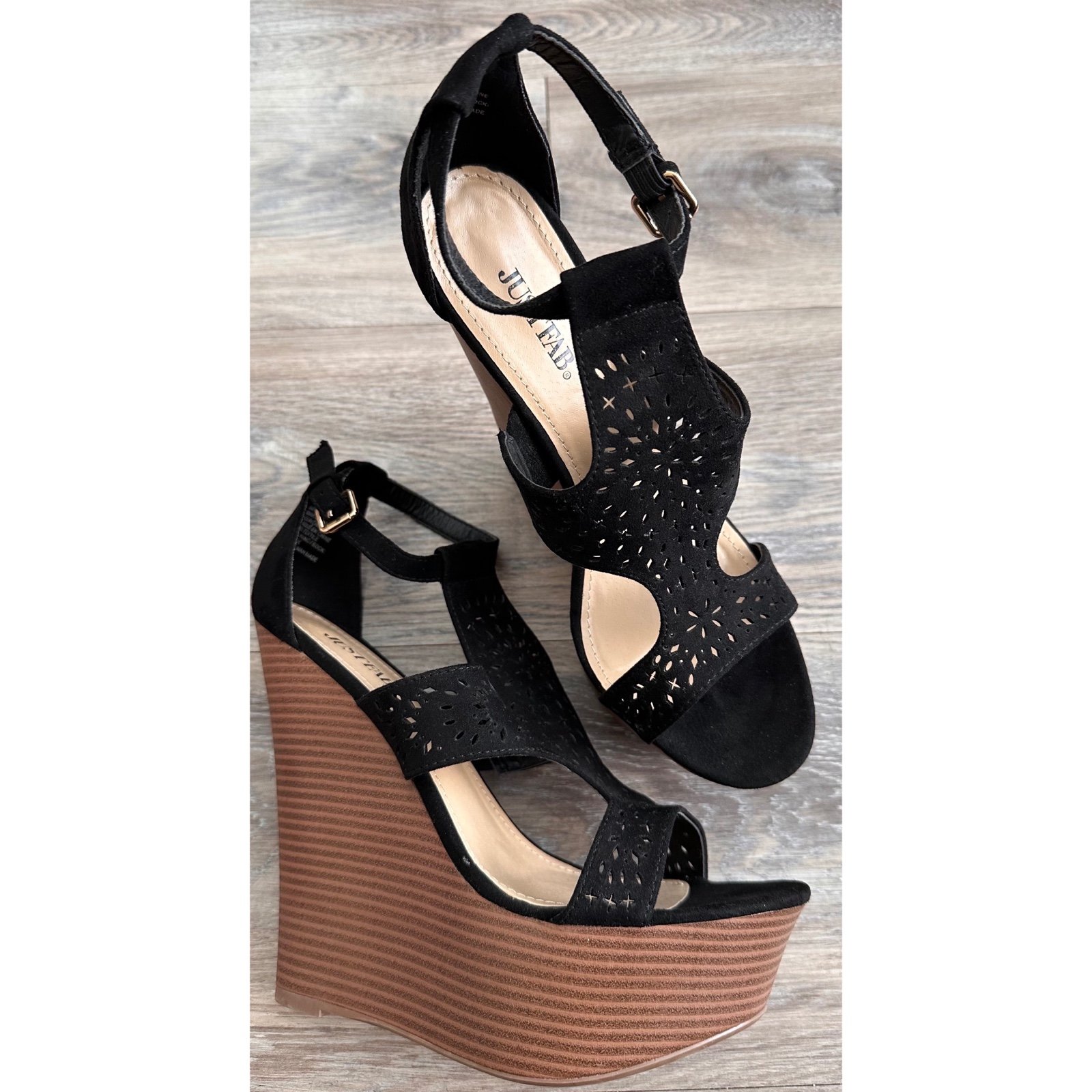 New! Black Suede Sheree Wedges