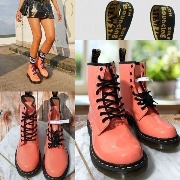 NWT Dr. Marten’s 1460 Patent Lamper Coral Pink Leather Boots Size 8 EU 39