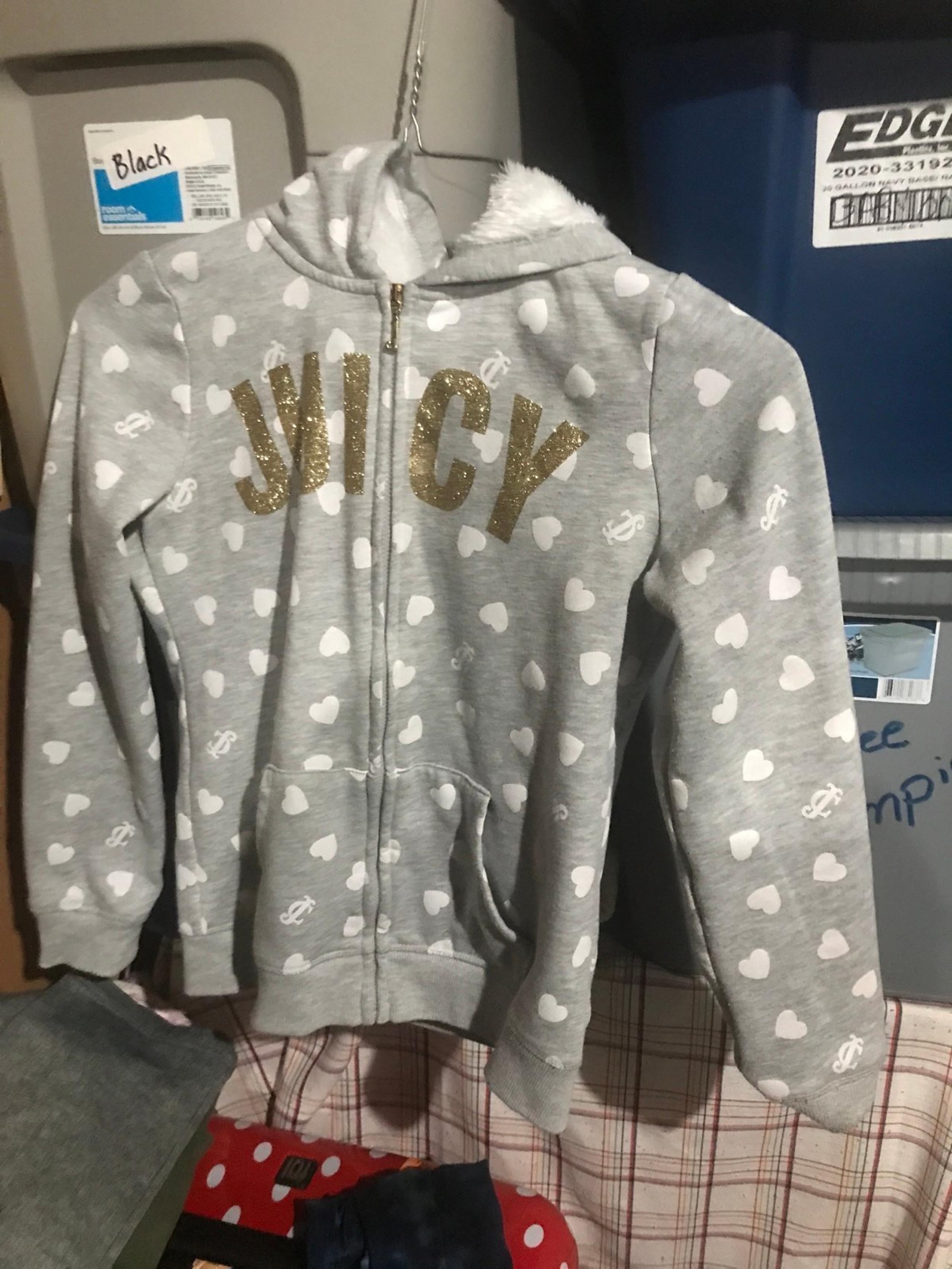 Juicy Couture Faux Fur/fleece lined Full Zipper Hoodie Size 12-14