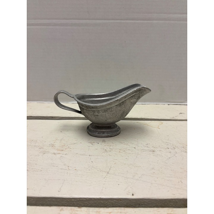 Vintage Pewter Gravy Boat With Handle & Pedestal Base
