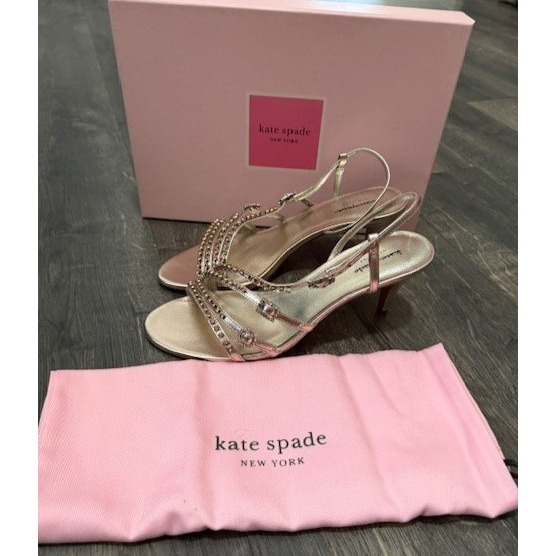 Kate Spade New York Women's Size 9.5 M 258280 Makenna Crystal Sandals Rose Gold