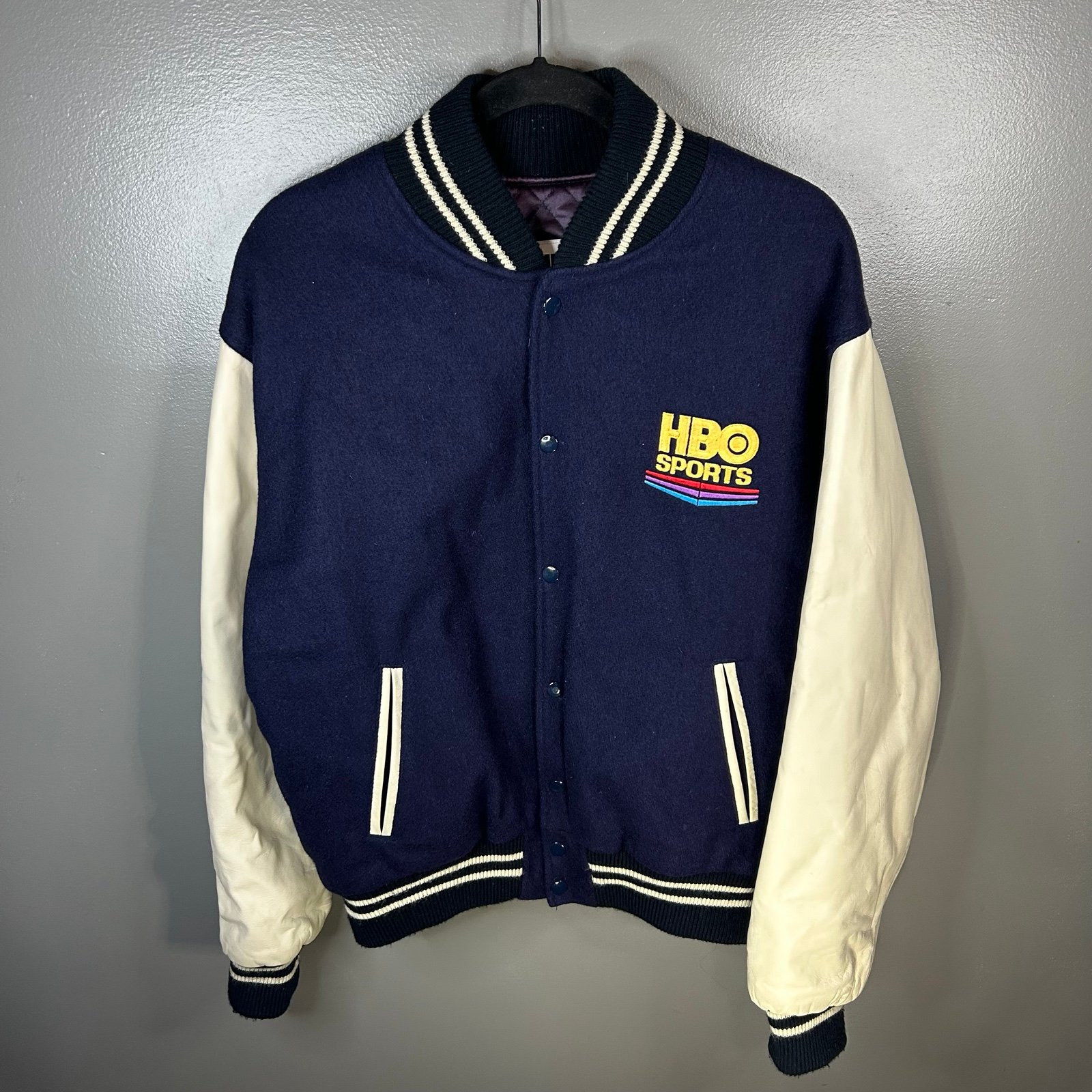Vintage 90s HBO Sports Inside the NFL Varsity Letterman Jacket Size Large