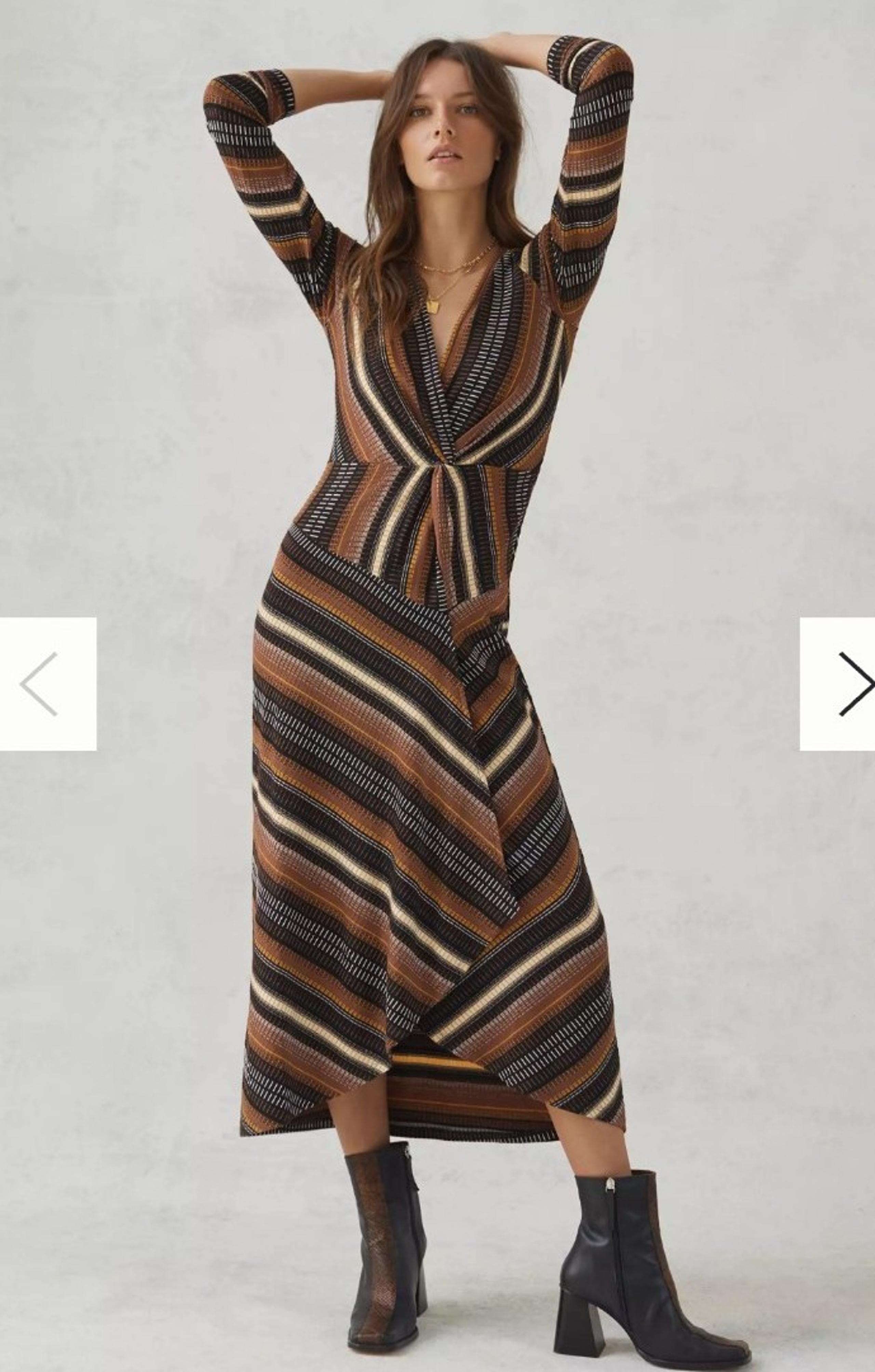 Maeve by Anthropologie boho Striped Wrap Midi Dress medium