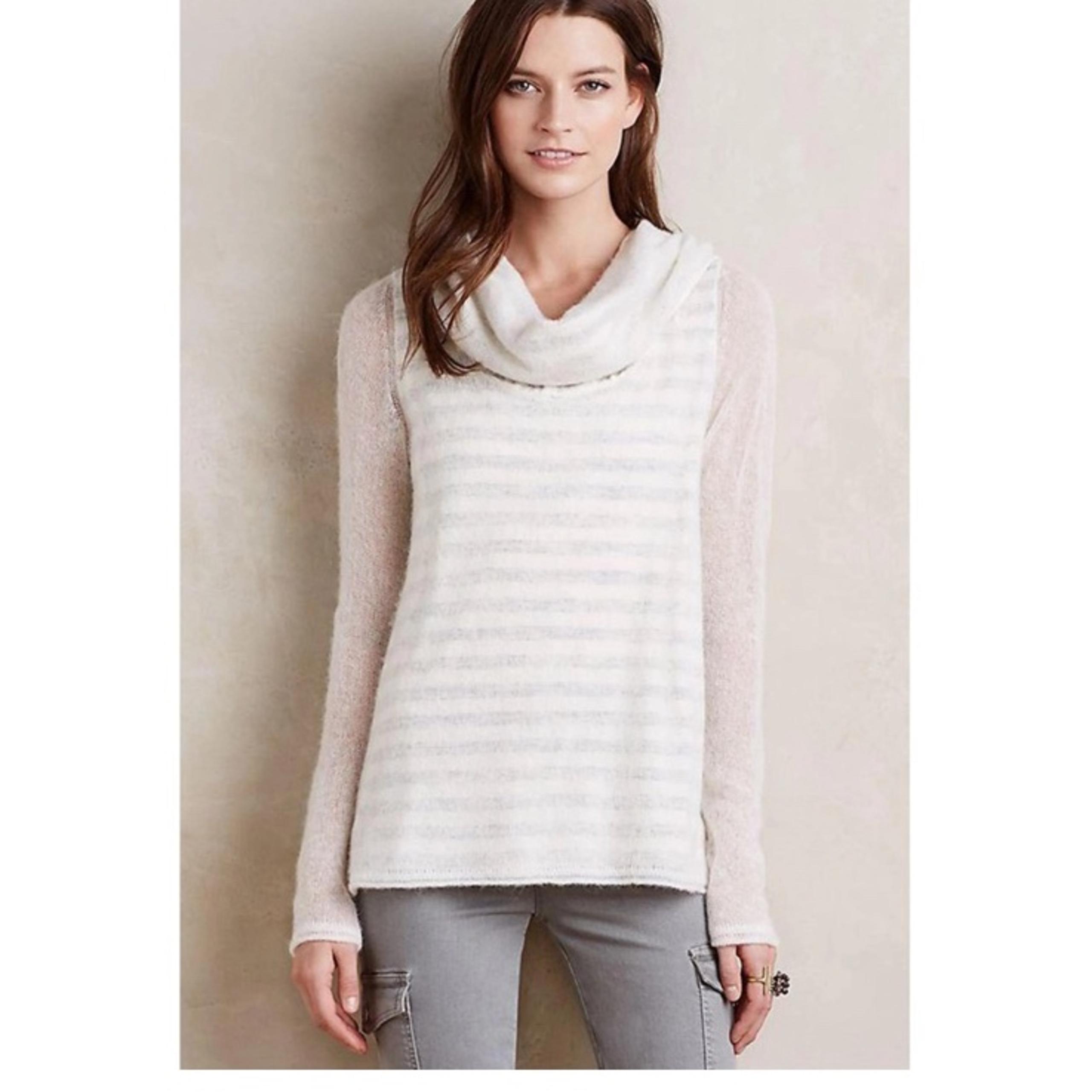Anthropologie Moth Sheer Sleeve Alpaca Wool Blend Sweater Size Medium