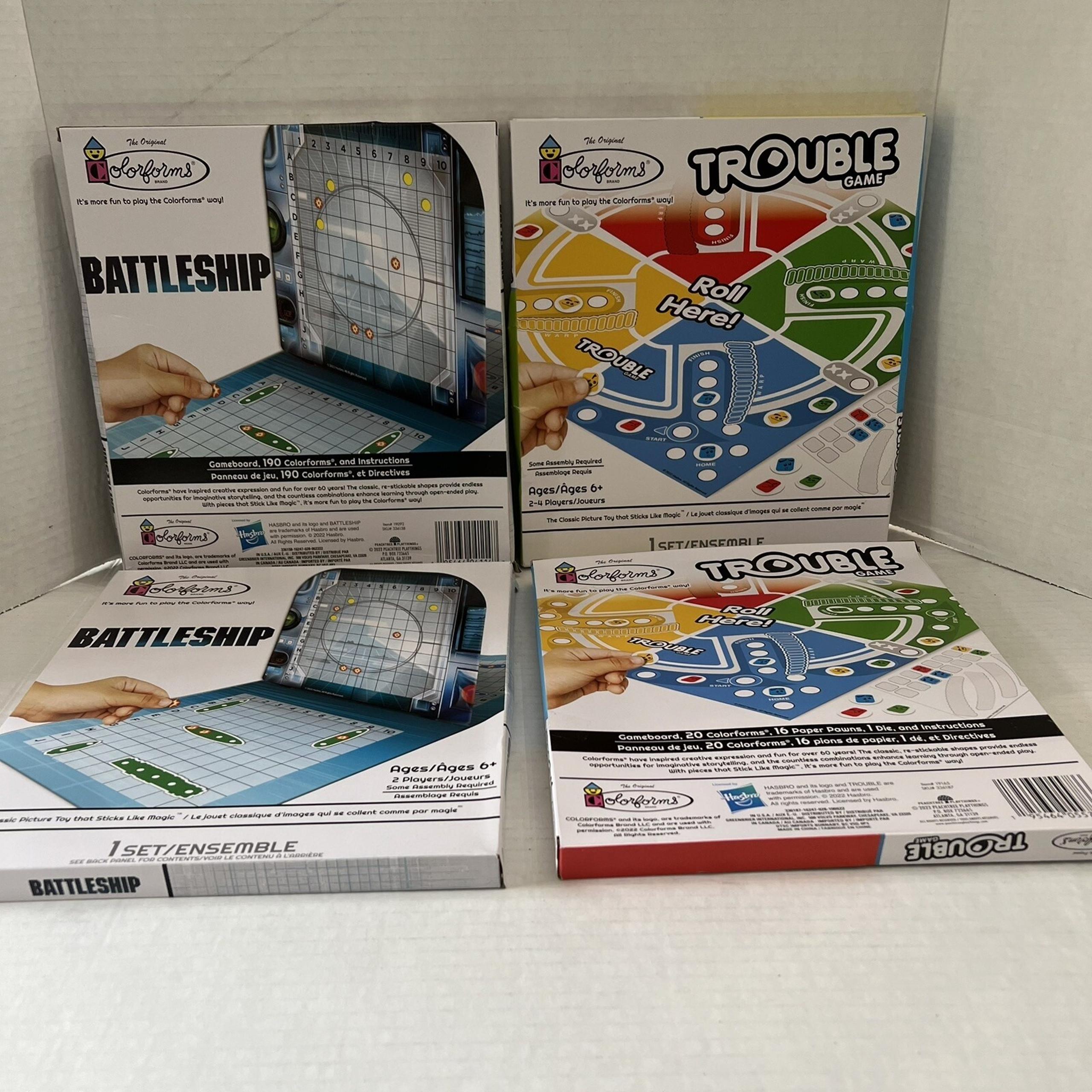 4 -Original Board Games 2 Trouble And 2 BATTLESHIP NIB - Colorforms