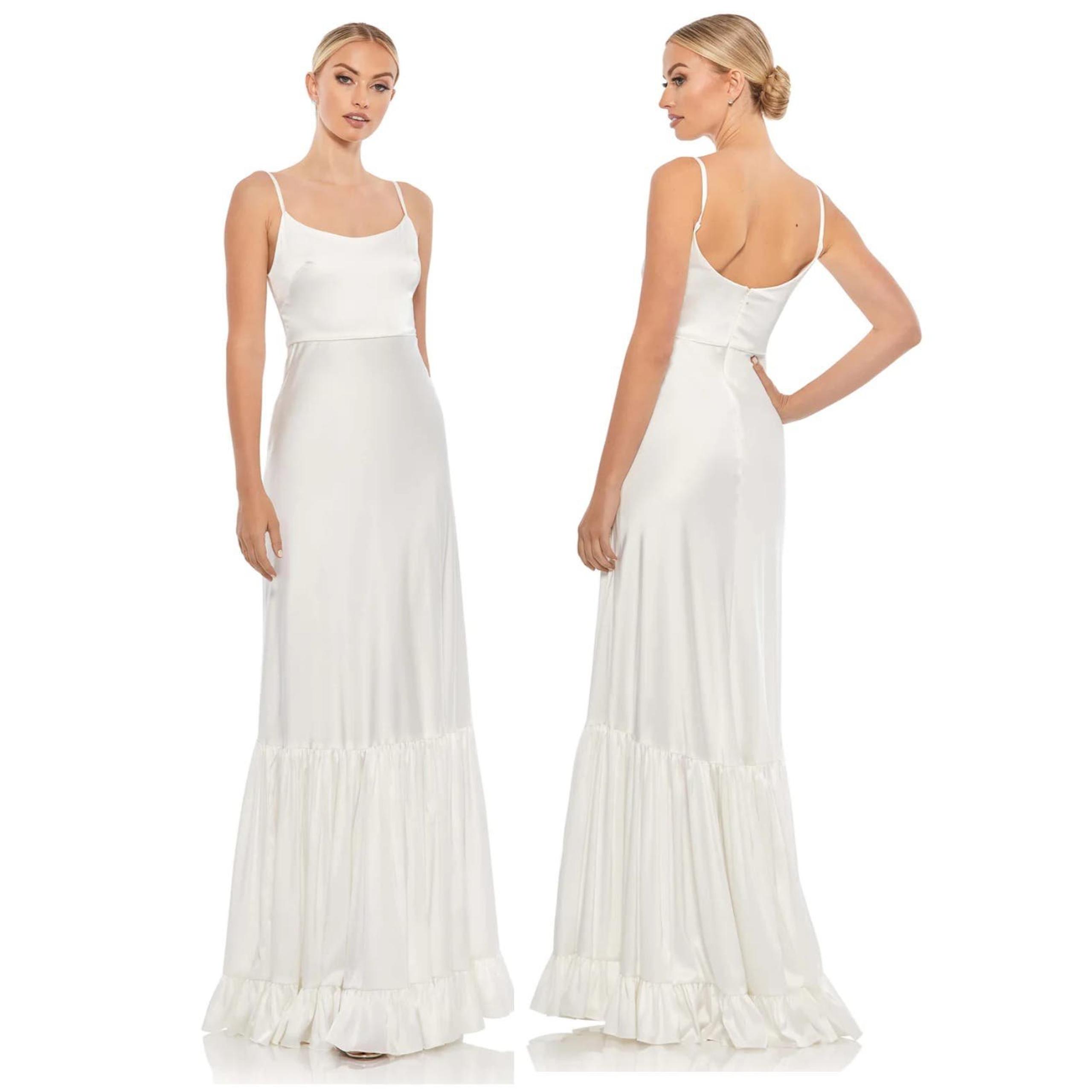 Ieena by SCOOP NECK SATIN GOWN White - Mac Duggal