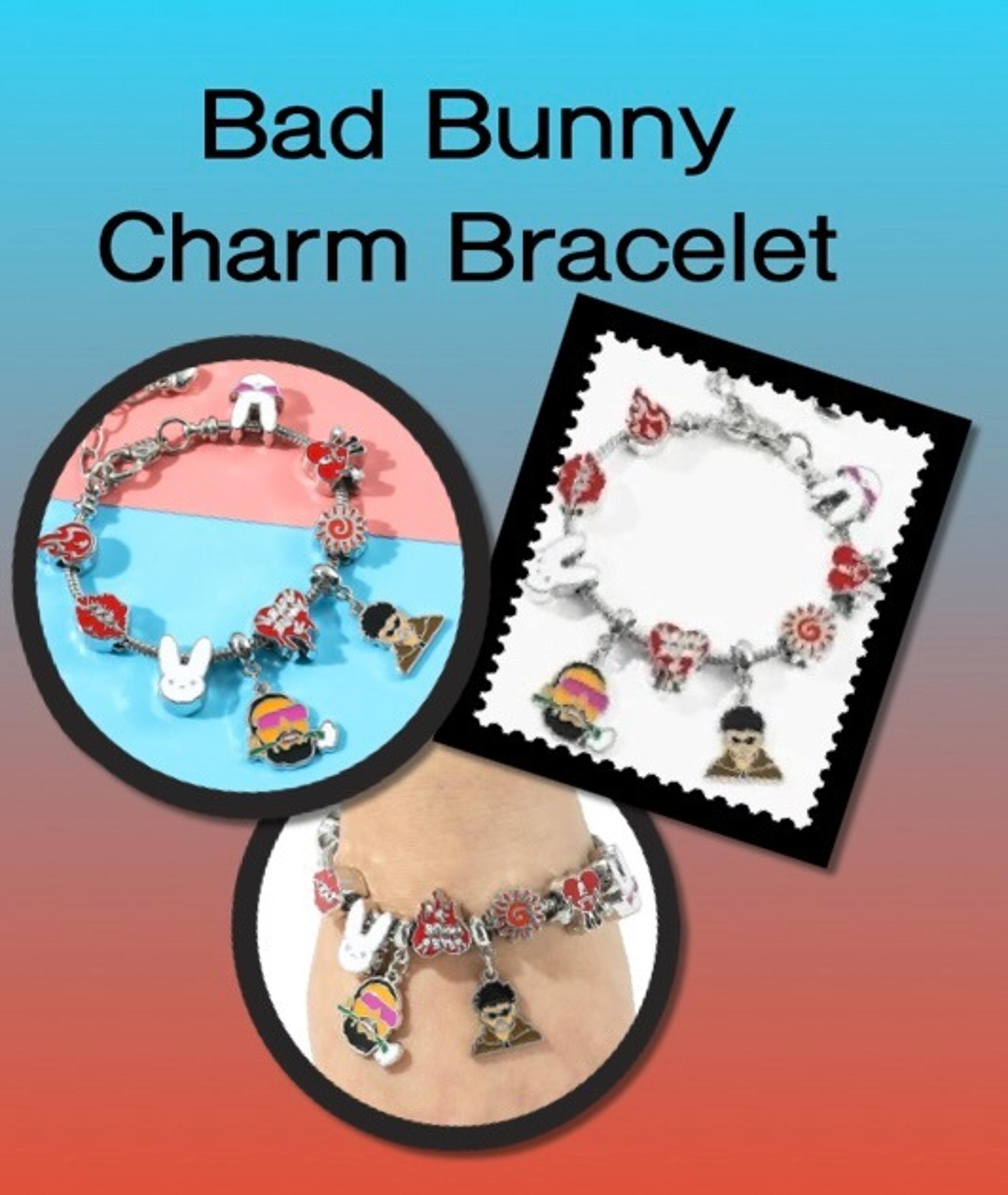 BAD BUNNY CHARM BRACELET ~ PANDORA STYLE STAINLESS STEEL ~  EL CONEJO MALO