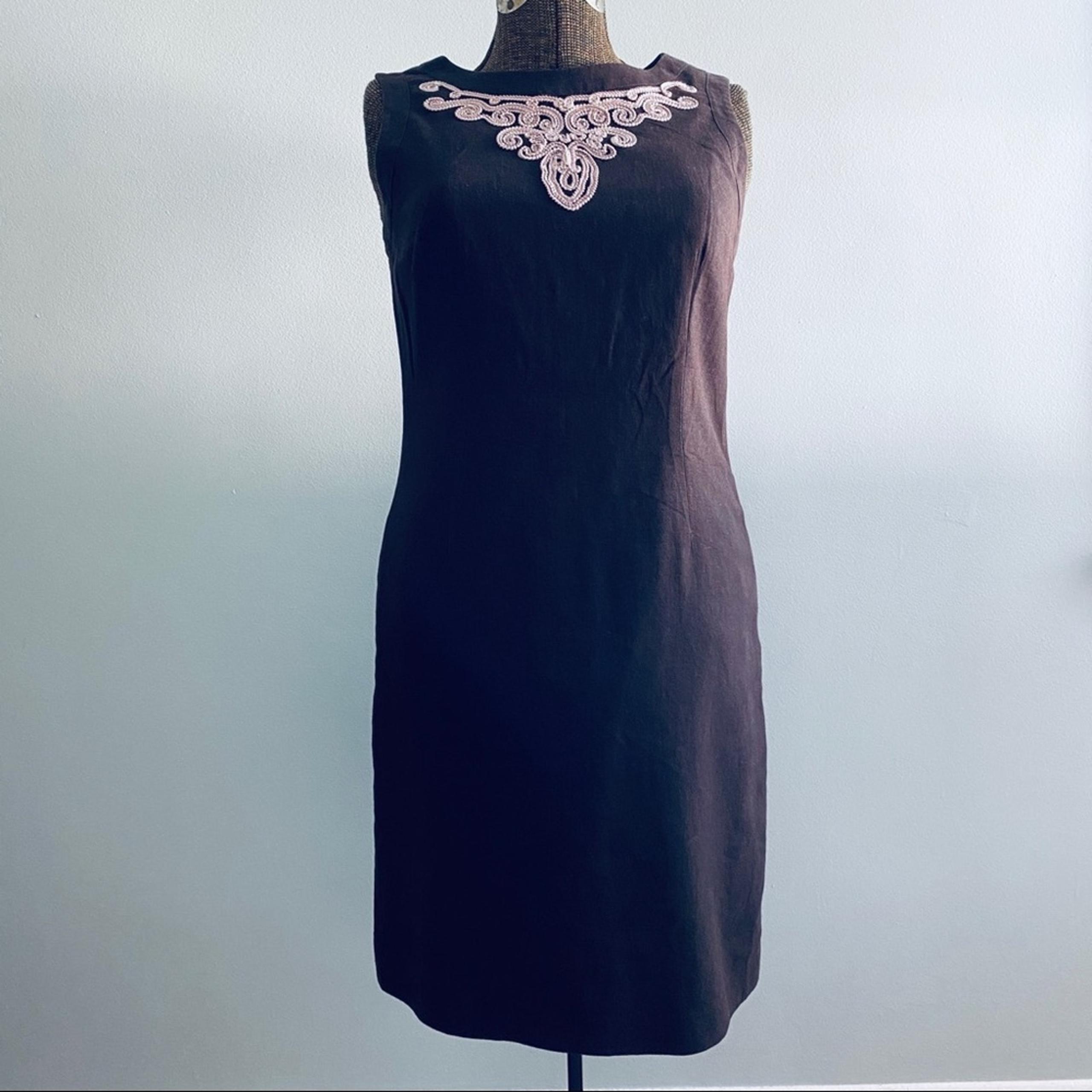 Ann Taylor brown linen sheath dress