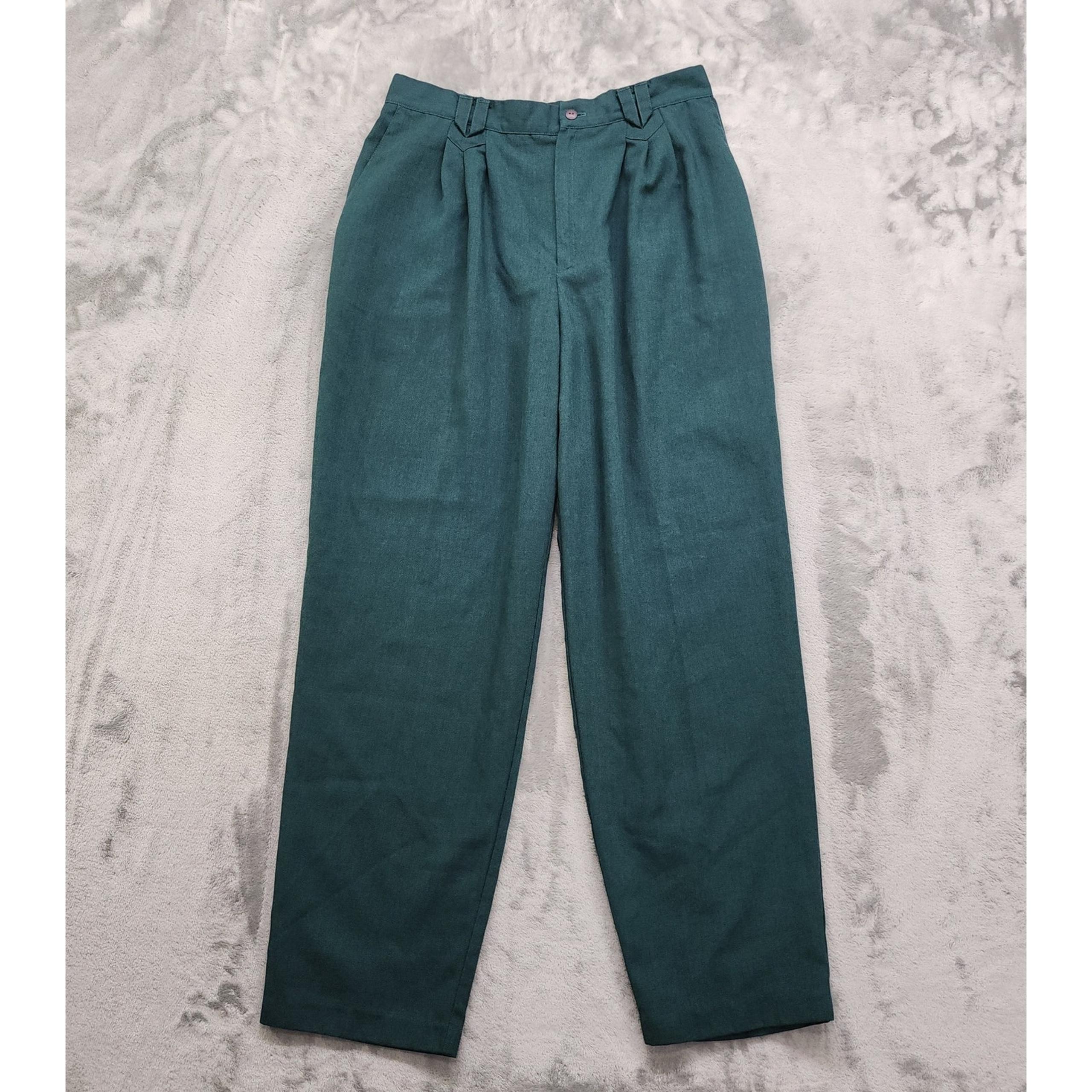 Vintage 90s Fundamental Things Pants Womens 18 Green High Rise Pleated Tapered