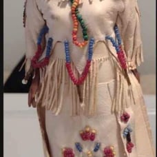 TWO Antique native American Indian dolls. One foot stool missing