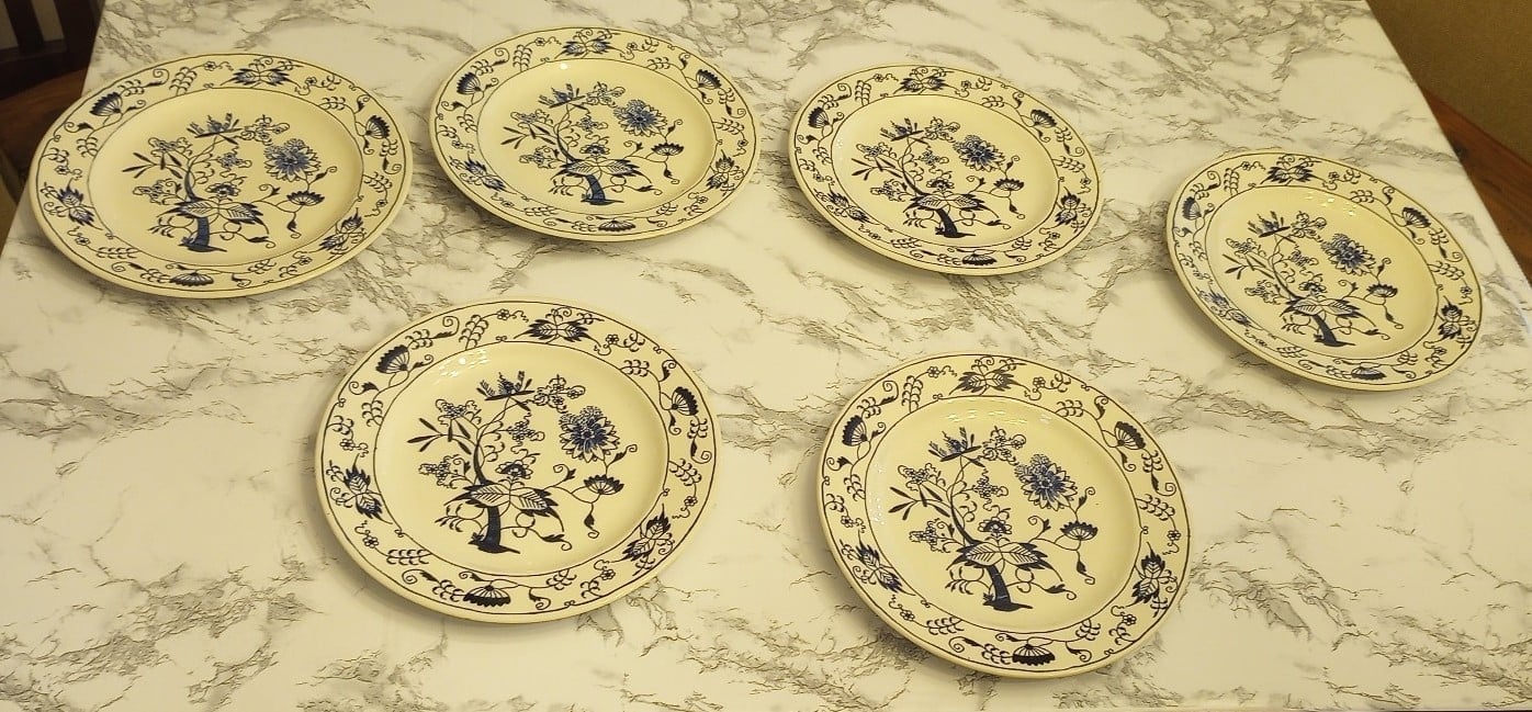 Antique Royal China Doorn blue onion pattern plates
