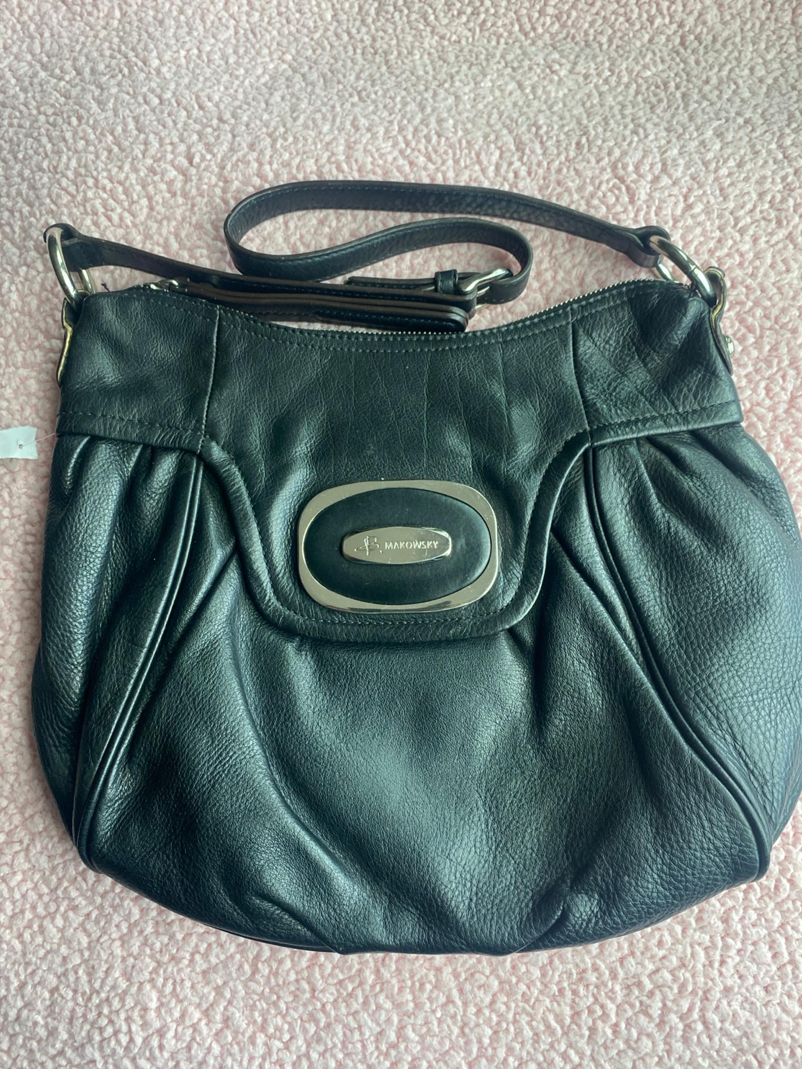 Black Leather Shoulder Bag - b. makowsky