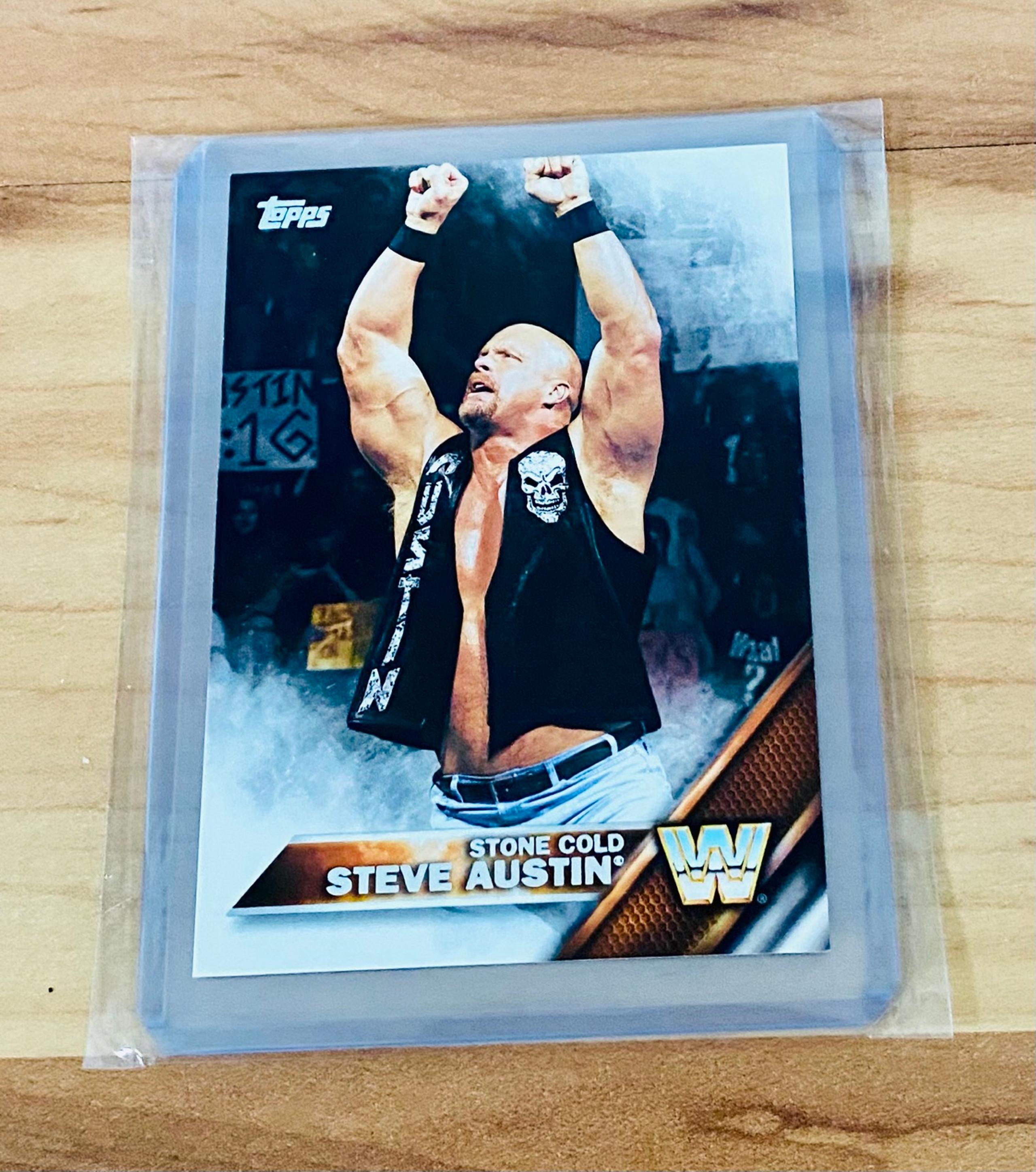 Stone Cold Steve Austin 2016 Topps Then Now Forever WWE Wrestling Card #195 Mint