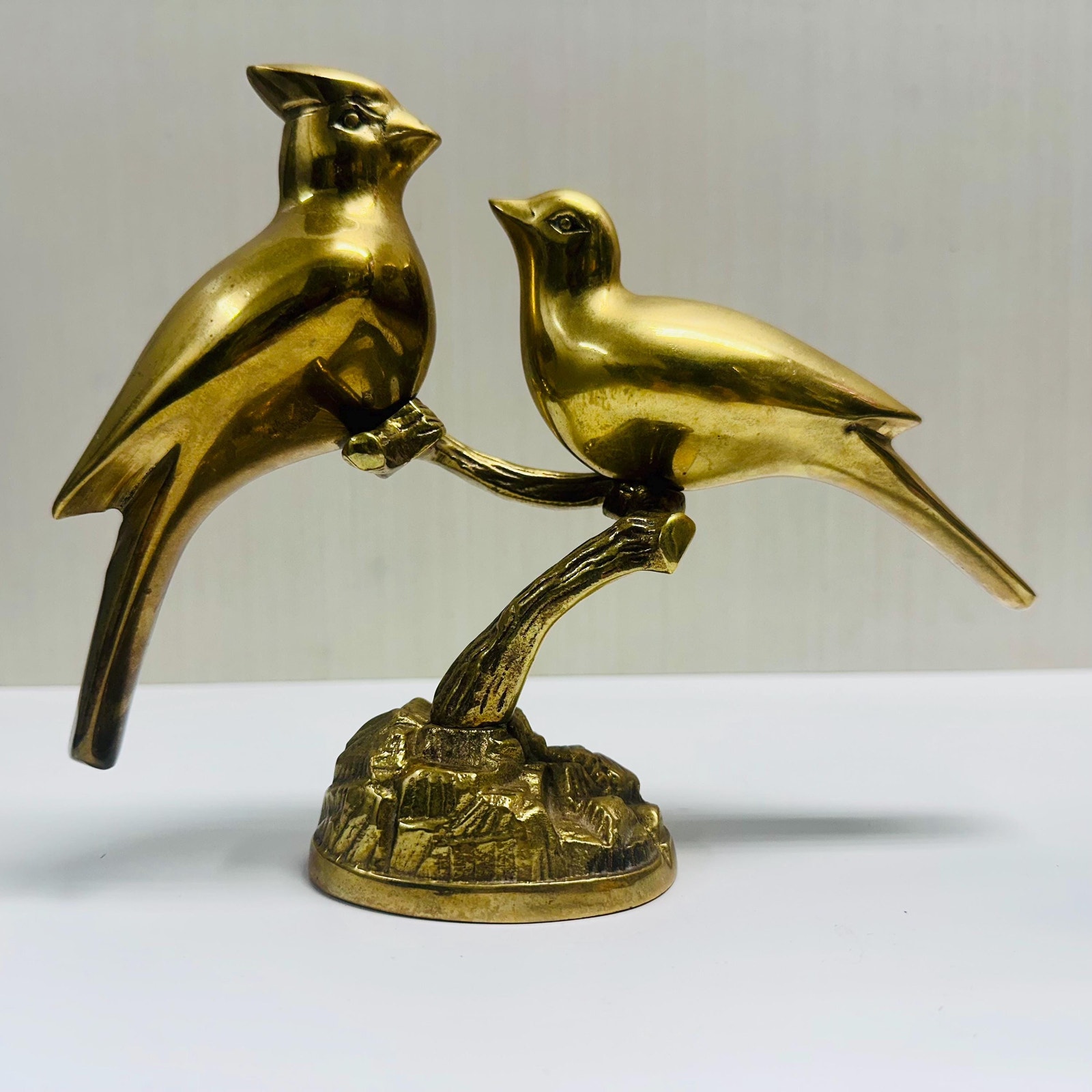 Vintage Brass Birds on a Branch Figurine