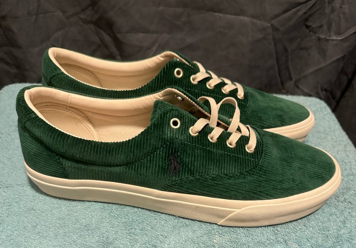 Polo Ralph Lauren Men's Keaton Corduroy Sneaker - New Forest Green US 14 NWOB