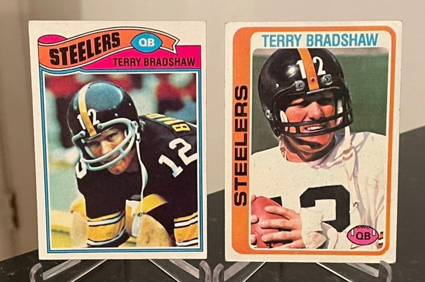 TWO (2) CARD VINTAGE DUO of 1977 & 1978 Topps Football TERRY BRADSHAW Steelers