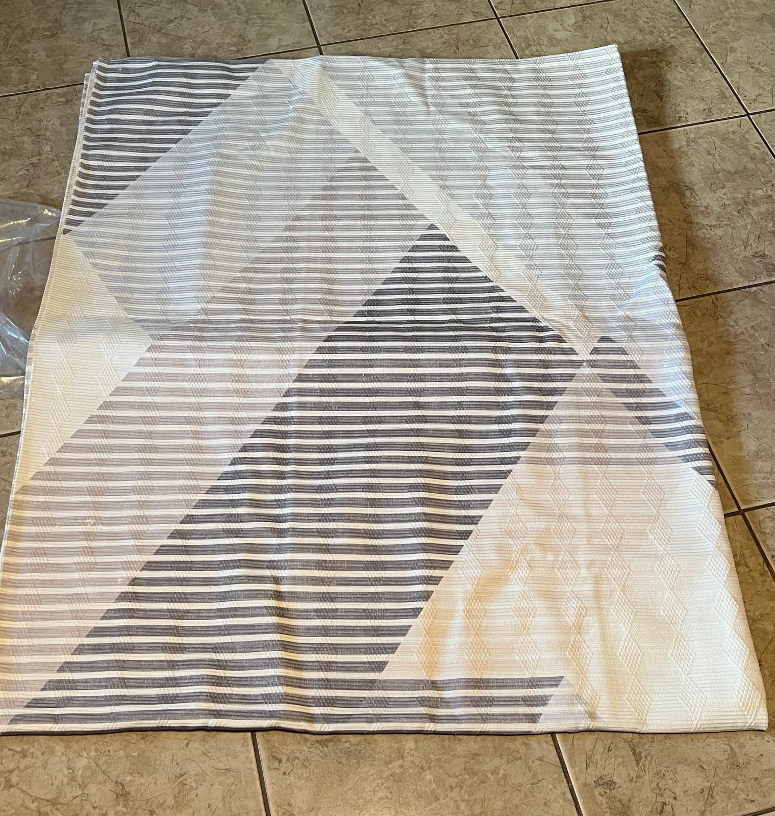 Paloma white with gray striped rug 8X10