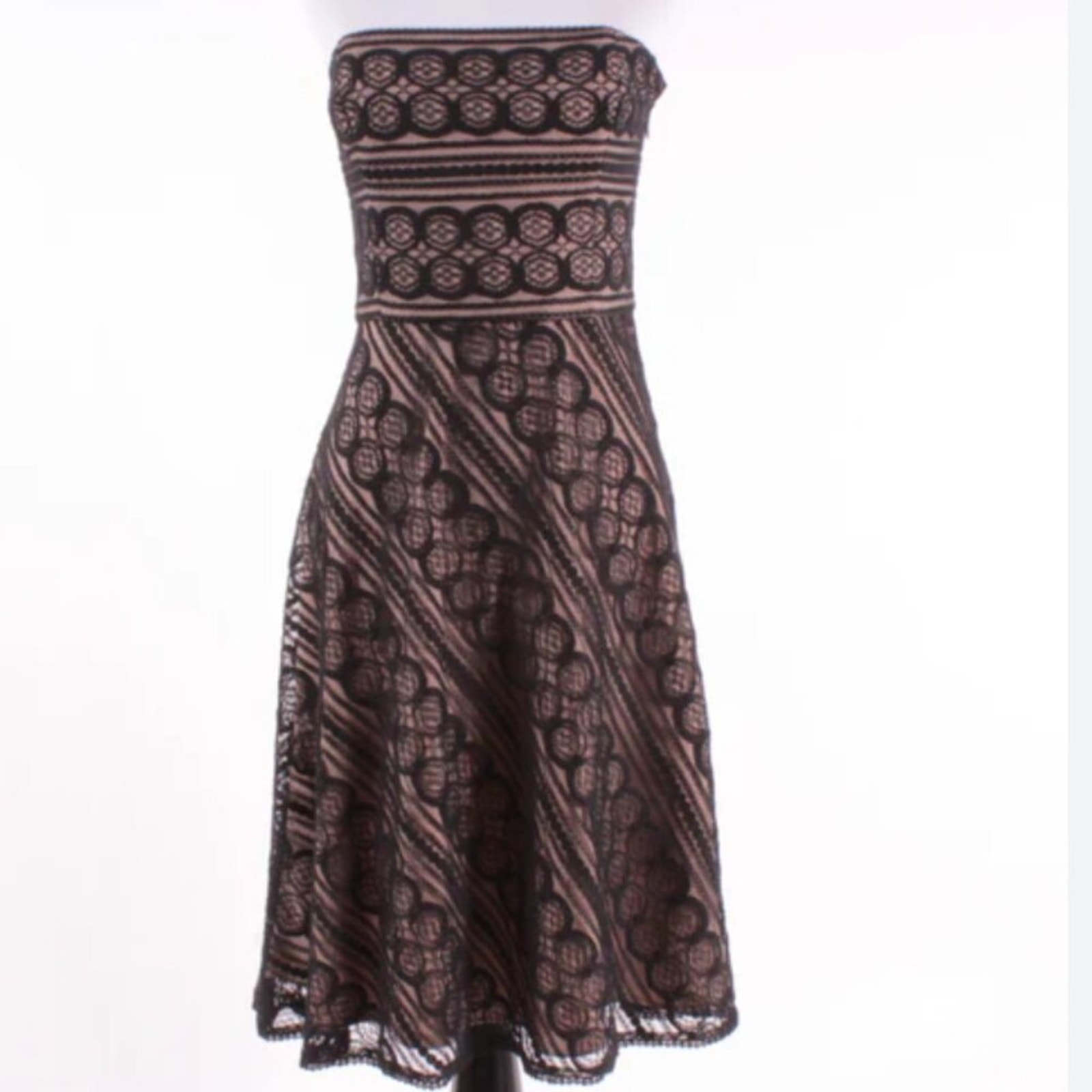 LOFT Women's Lace Strapless Dress Black Nude Size 12