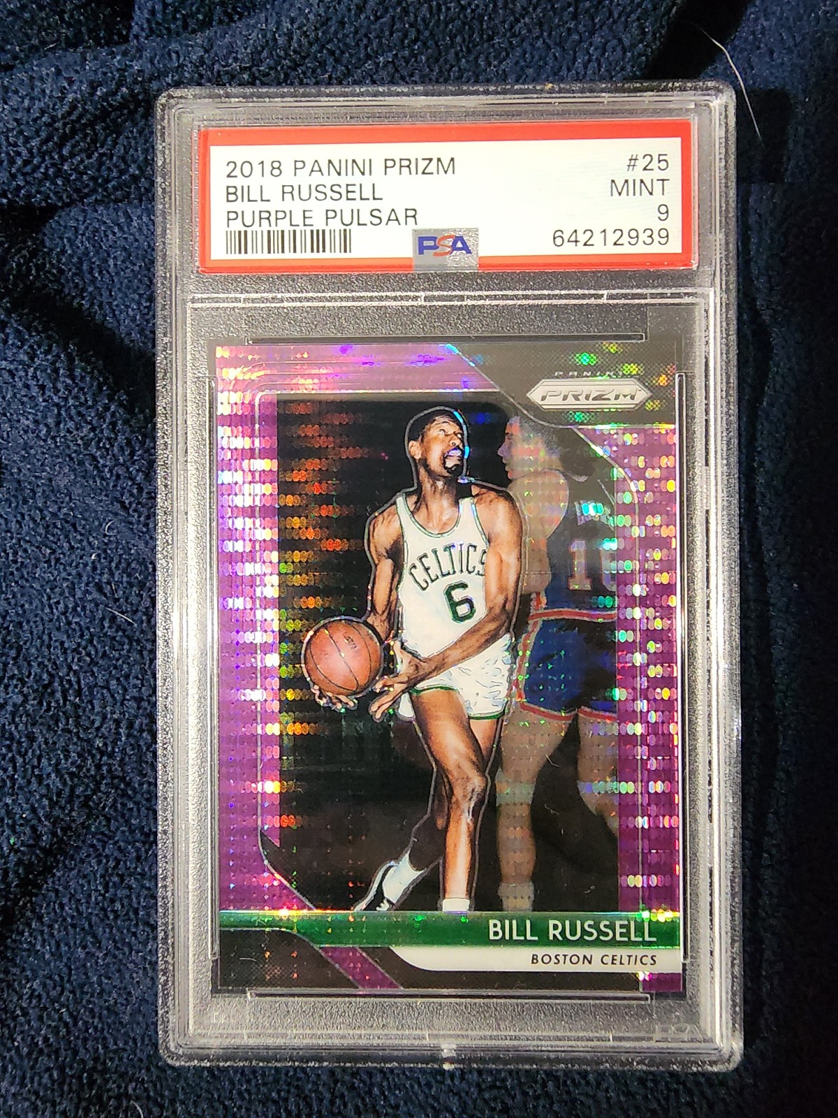 Bill russell psa 9 /35 purple pulsar panini refractor 11x nba champion celtics