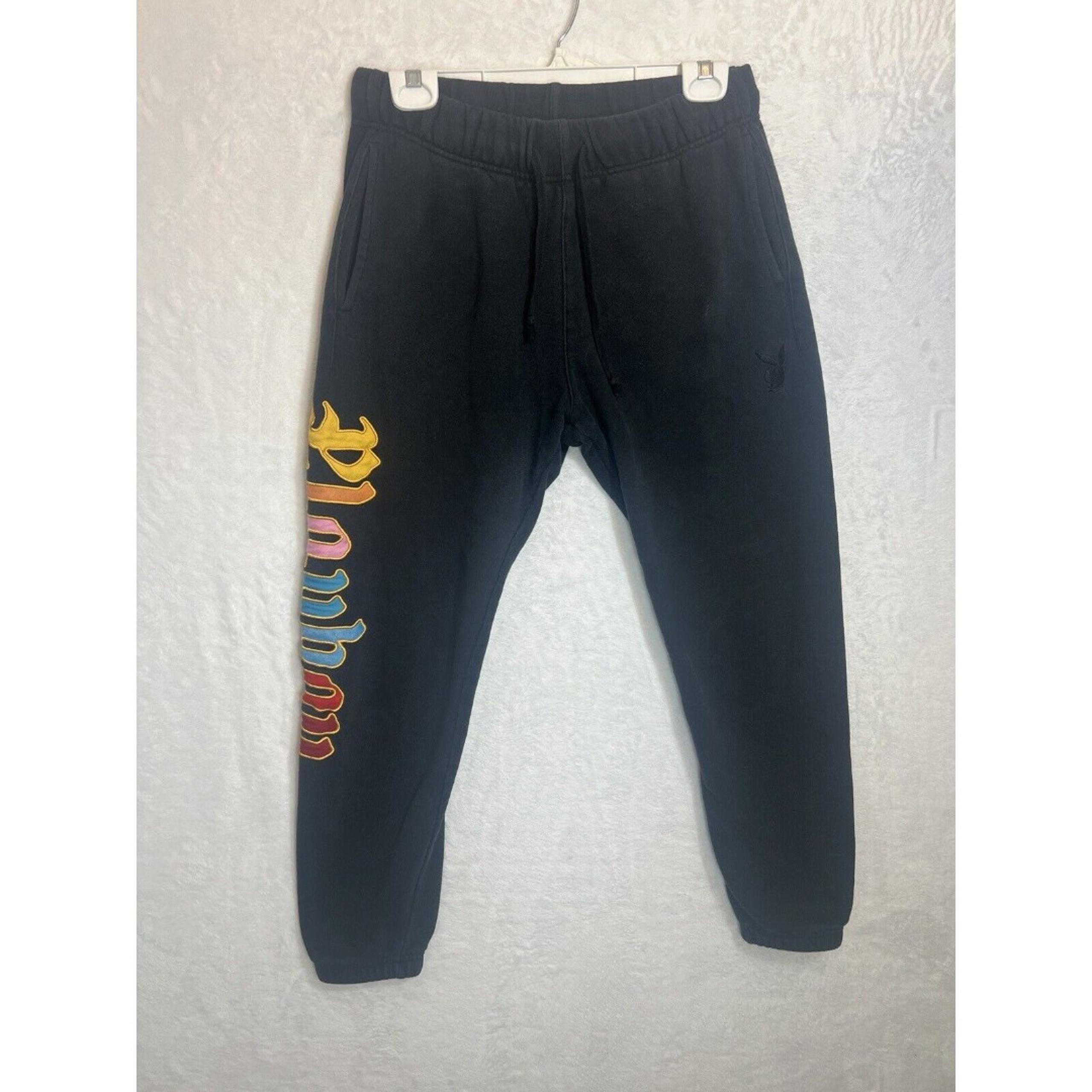 Playboy By Pacsun Sweat Pants Mens Small Black Colorful Lettering