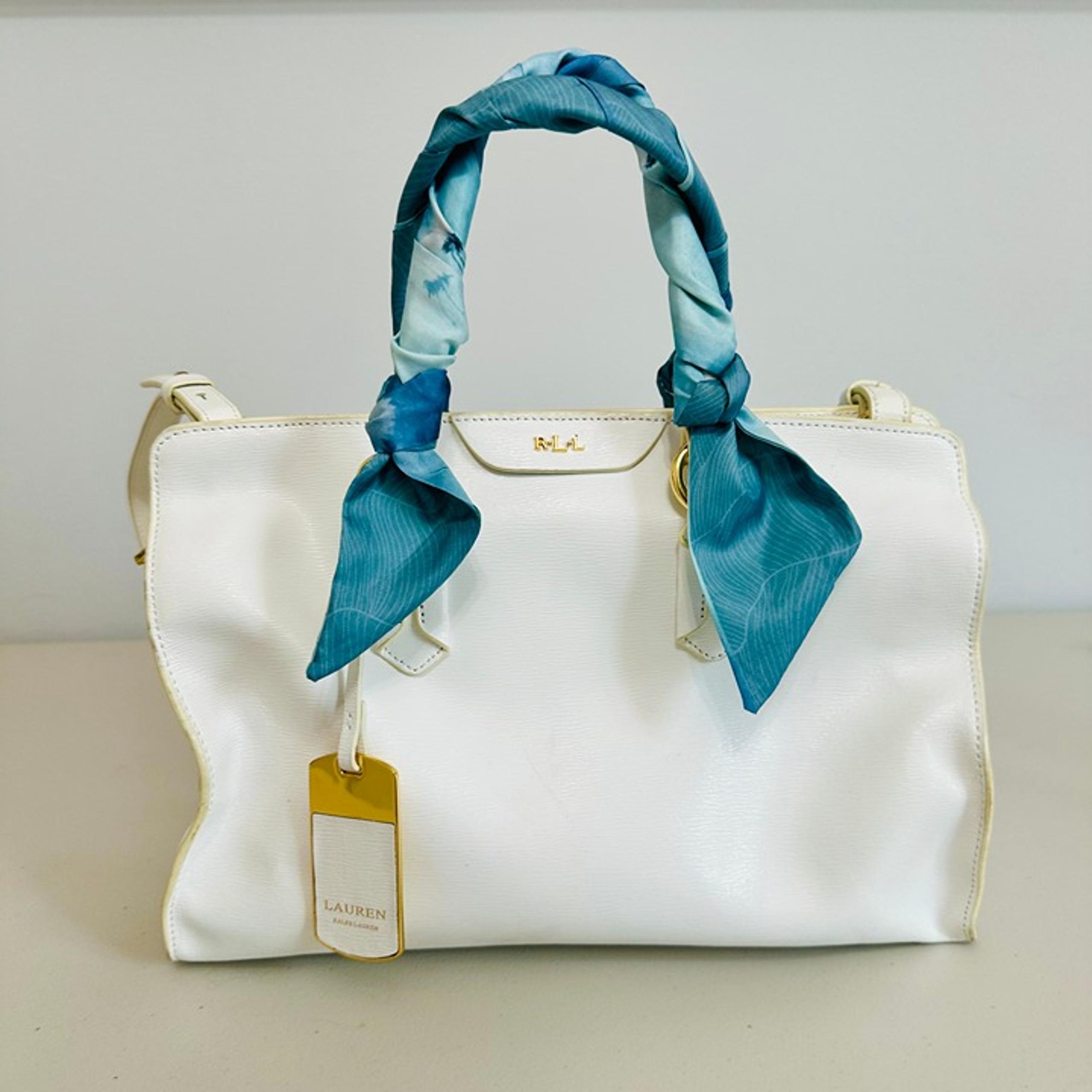 LAUREN RALPH LAUREN TWO-WAY EPI LEATHER SATCHEL SHOULDER BAG
