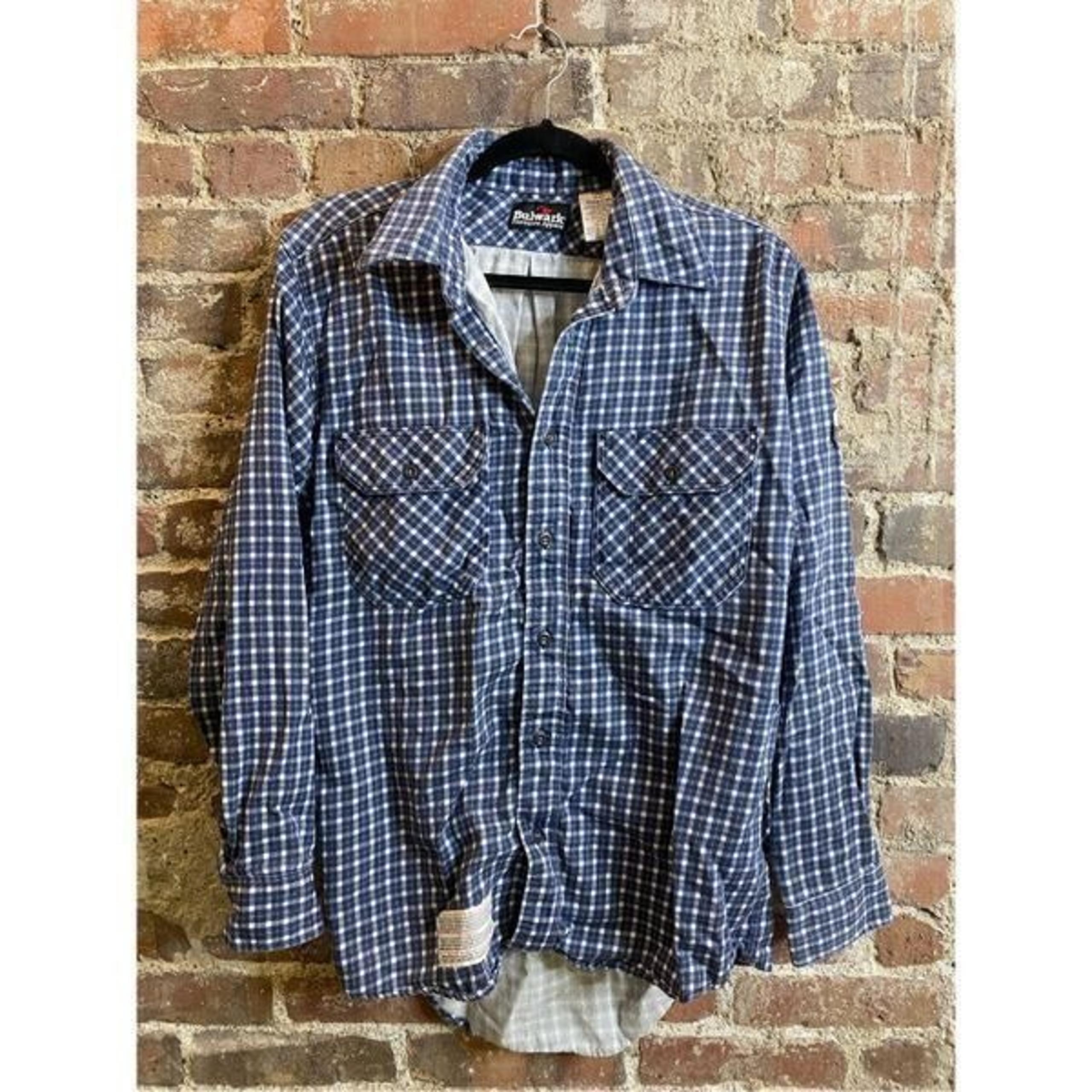 Bulwark Protective Apparel Flame-Resistant Plaid Blue Shirt Medium_Reg