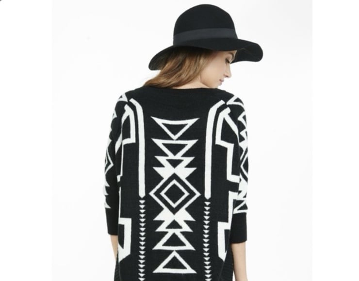 Tribal Print Kimono Poncho Sweater Size S/M