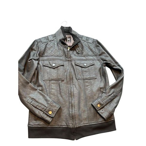 第一ネット Kane Zip With Jacket Leather Faux Quilted Mens Unke & ジャケット・アウター