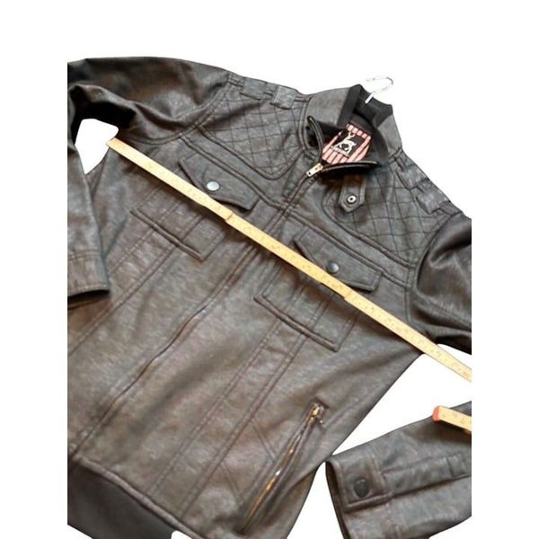 Kane & Unke Mens Quilted Faux Leather Jacket With Zip