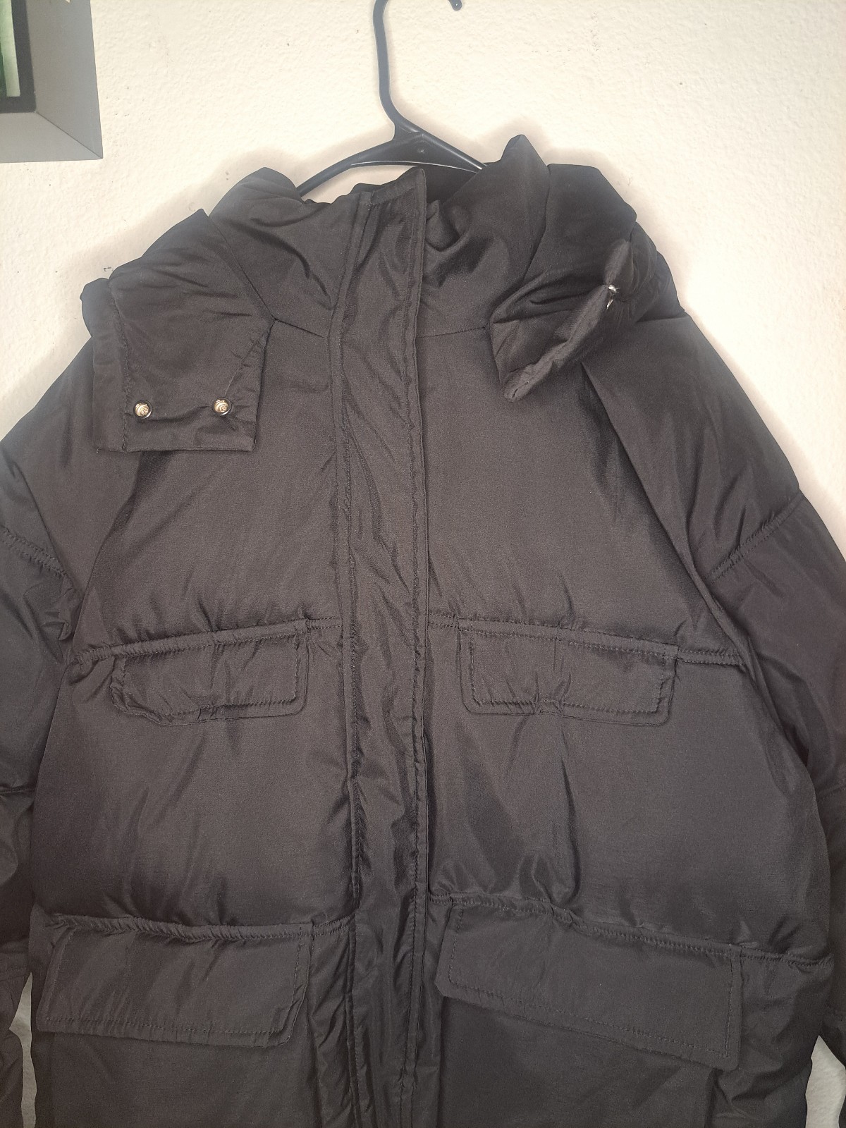 Go.GG Womens Puffer Parka Jacket  Size: 14 (Xxl) Black With Double Zipper & Hood