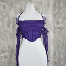 Oh Polly US8 Filia Purple Frill Detail Crisscross Crop Top Corset Club Sexy