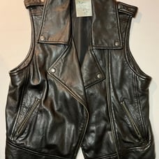 Black Leather HINGE NORDSTROM Vest nwot zip front Size Medium