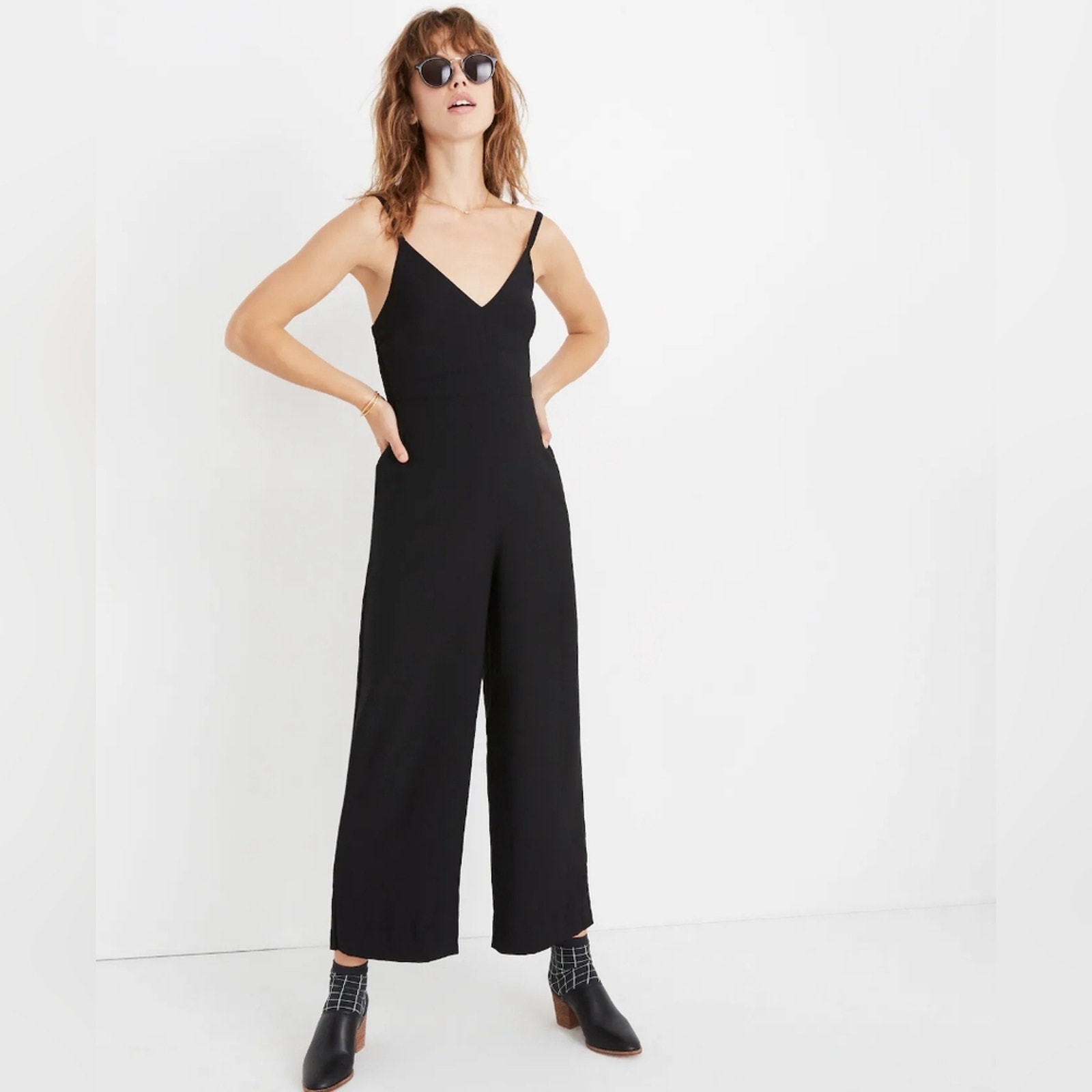 Madewell Black Sleeveless Wide Leg Contemporary Thistle Cami Jumpsuit Size 8
