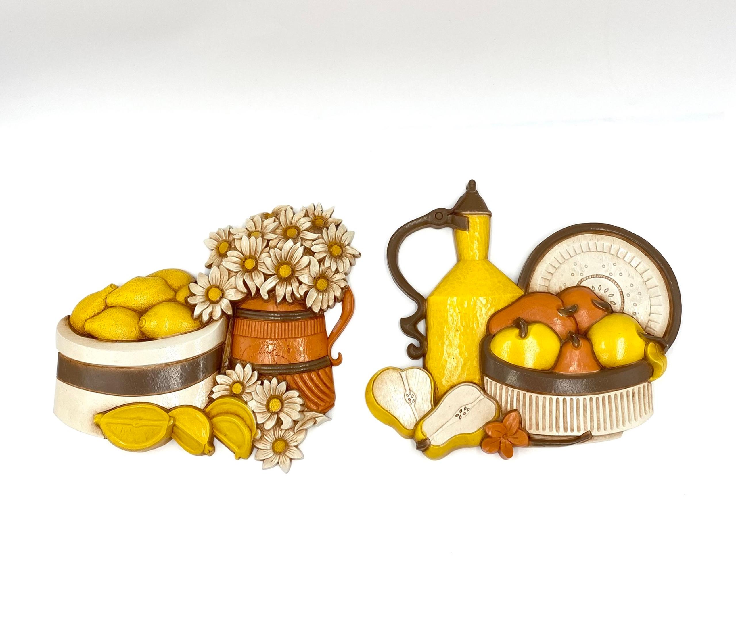 Vintage SYROCO 3D Wall Hangings Kitchen Fruit Wall Plaques  #7610